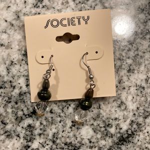 Black and silver drop earrings